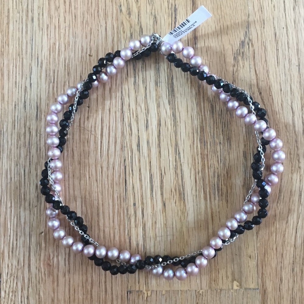 Tara Pearls Pink Pearl & Black Agate Necklace NWT